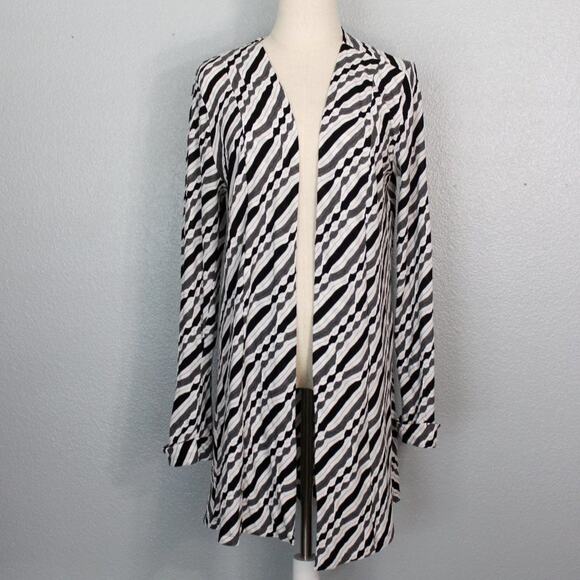 Dana Buchman Open Front Geometric Textured Cardigan Size M - Picture 1 of 9